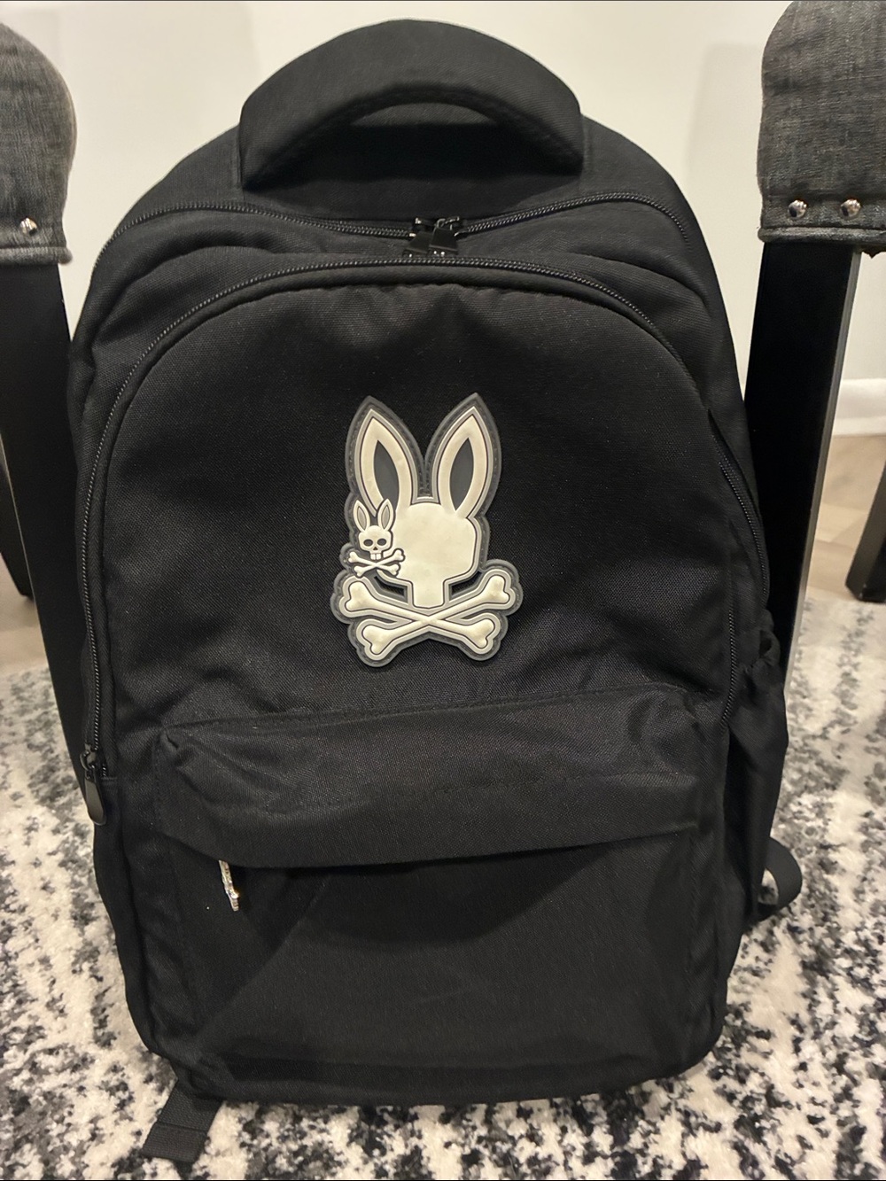 Psycho Bunny Black Backpack with White Logo